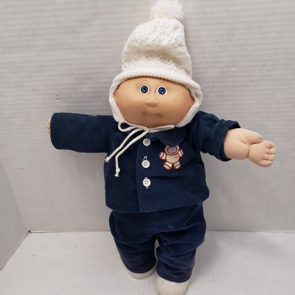 Vintage Cabbage Patch Kids 1978 1982 Original Doll Baby boy Blue Outfit Shoes 80 - Picture 1 of 16